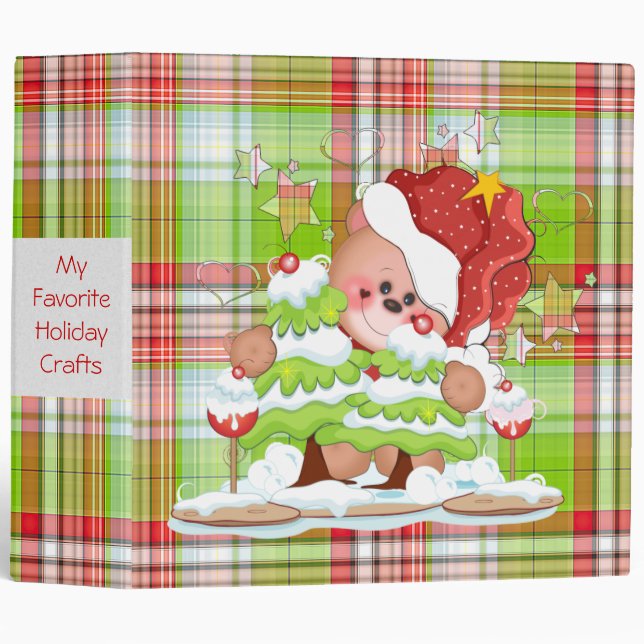 Plaid Christmas Bear Binder (Front/Spine)