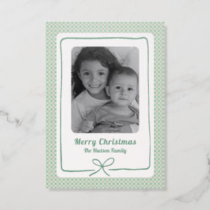 Plaid & Christmas Bow Letterpress Card