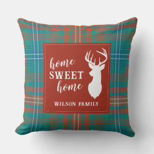Plaid Christmas Clan Wilson Family Rustic Tartan Throw Pillow