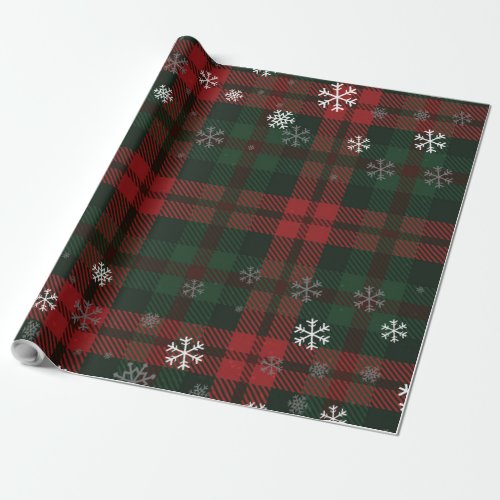 Plaid Christmas Festive Snowflakes Pattern Wrapping Paper