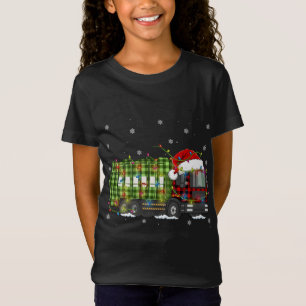 Plaid Christmas Garbage Truck Pajamas T-Shirt