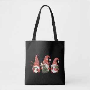 Plaid Christmas Gnomes Santa Funny Merry Christmas Tote Bag