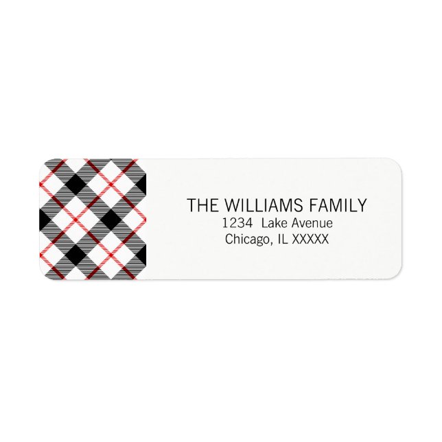 Plaid Christmas Happy Holiday Return Address Label (Front)