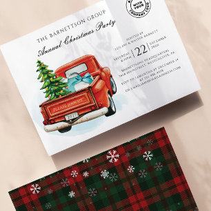 Plaid Christmas Holiday Business Logo Party Invitation