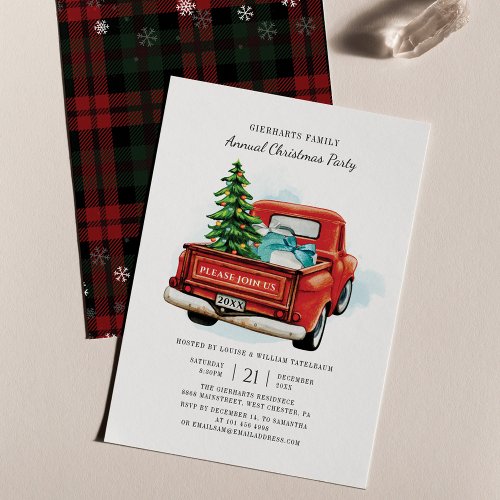 Plaid Christmas Holiday Family Party Rustic Invitation