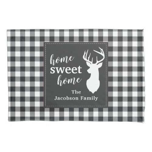 Plaid Christmas Holiday Home Sweet Gingham Pillow Case