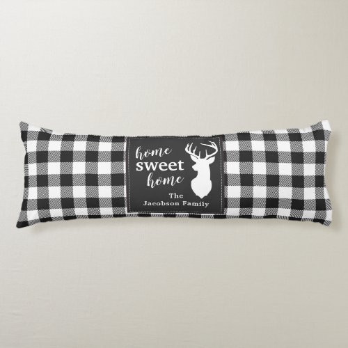 Plaid Christmas Holiday Home Sweet Personalized Body Pillow