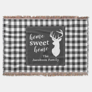 Plaid Christmas Holiday Home Sweet Throw Blanket