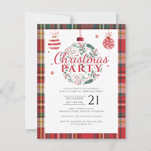Plaid Christmas Holiday Office Party Rustic Invitation
