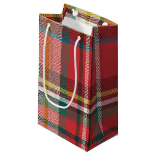 Plaid Christmas Holiday Red Green Rustic Small Gift Bag