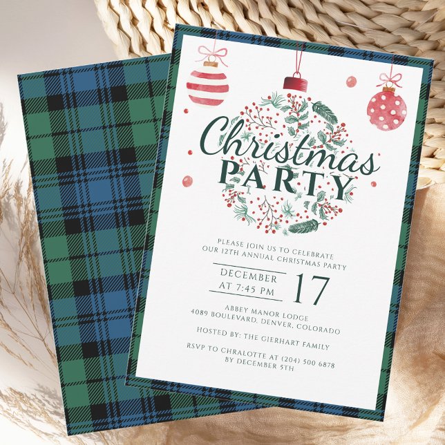 Plaid Christmas Holidays Party Campbell Tartan Invitation (Rustic Plaid Tartan Christmas Holidays Party Invitation)