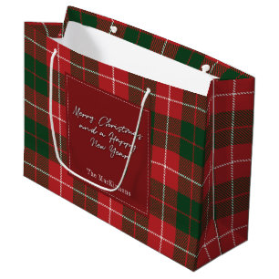 Plaid Christmas Holidays Rustic MacKinnon Tartan Large Gift Bag