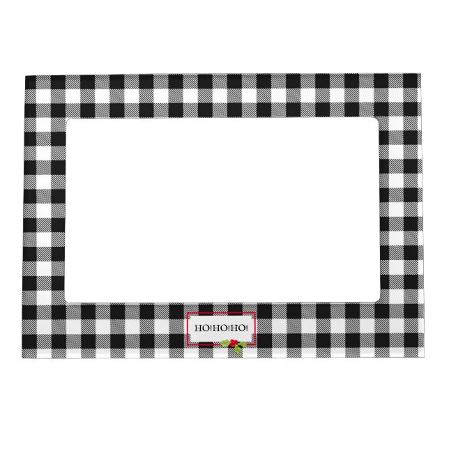 Plaid Christmas Holly Ho Ho Ho Holiday Cheer  Magnetic Frame (Front)