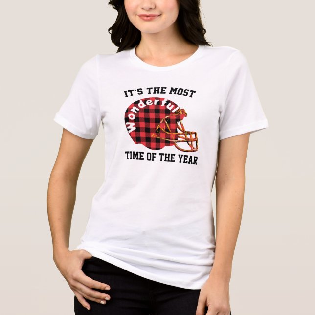 Plaid Christmas hot bod girlfriend Football Jersey Tri-Blend Shirt (Front)