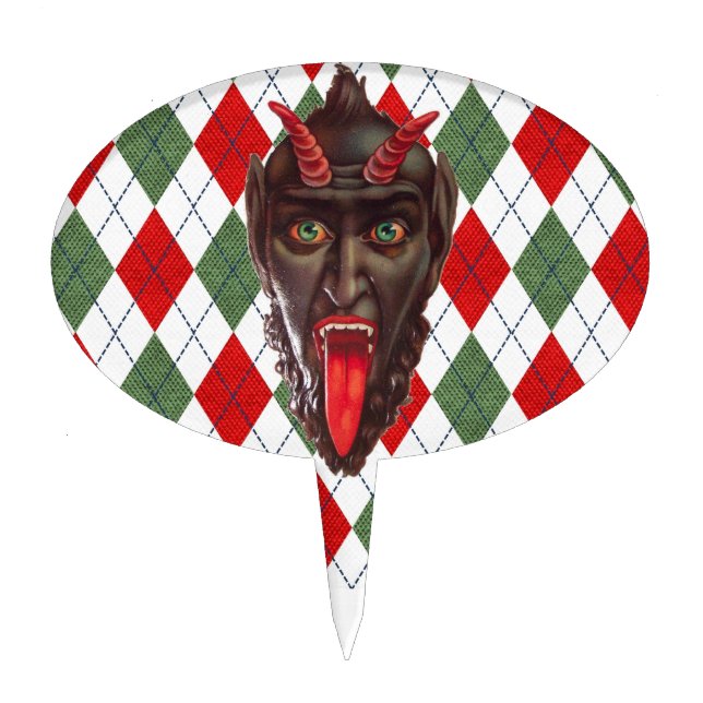 plaid christmas krampus cake topper (Front)