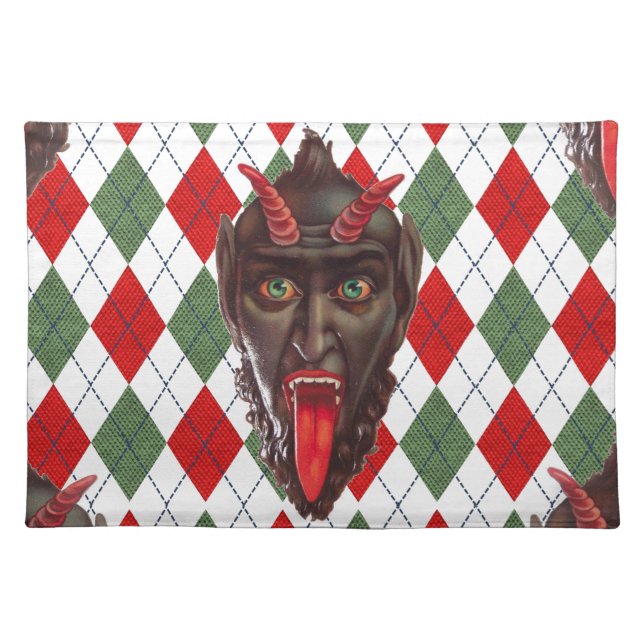 plaid christmas krampus cloth placemat (Front)