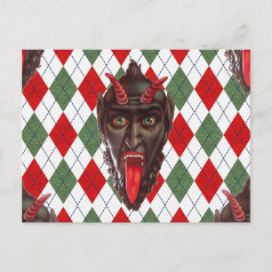 plaid christmas krampus holiday postcard