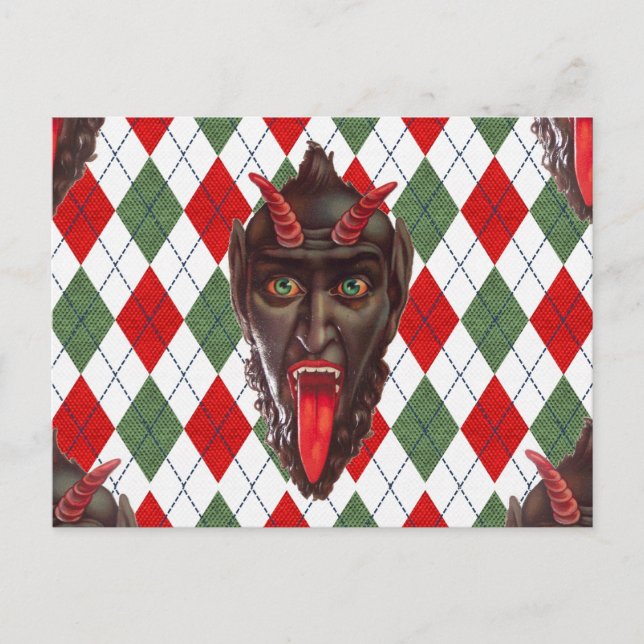 plaid christmas krampus holiday postcard (Front)
