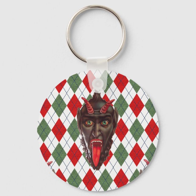 plaid christmas krampus keychain (Front)