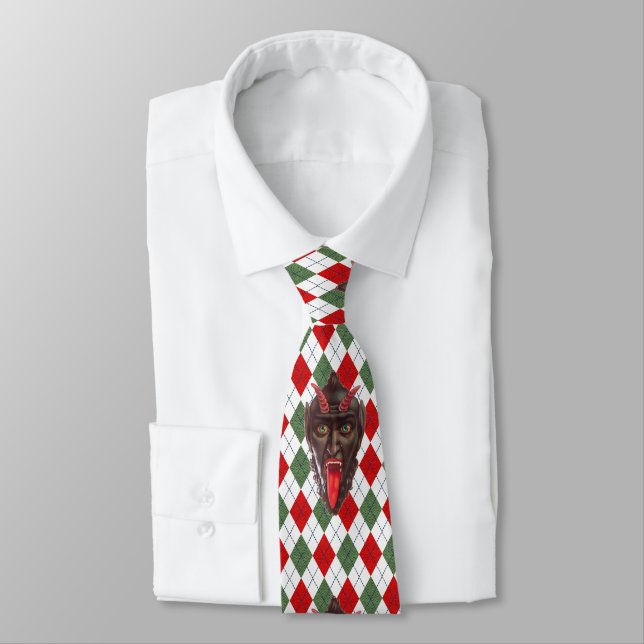 plaid christmas krampus neck tie (Tied)