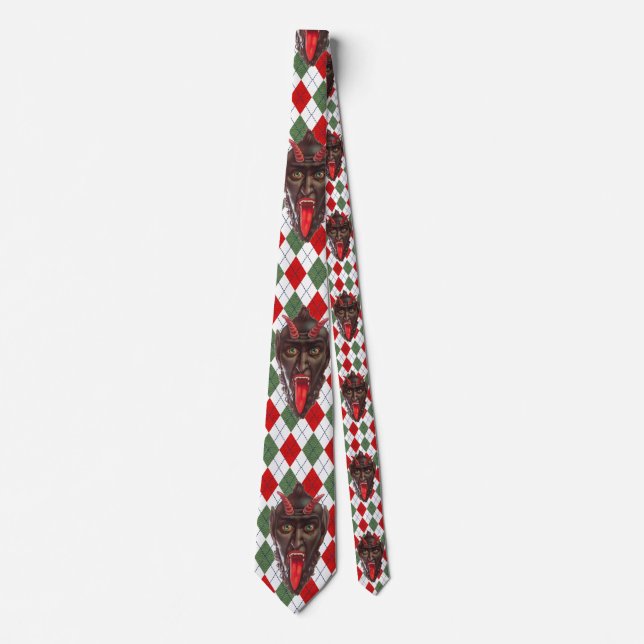 plaid christmas krampus neck tie (Front)
