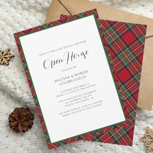 Plaid Christmas Open House Stewart Tartan Party Invitation