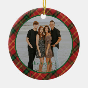 Plaid Christmas Ornament with Photo