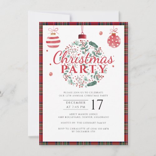 Plaid Christmas Party Elegant Stewart Tartan Invitation