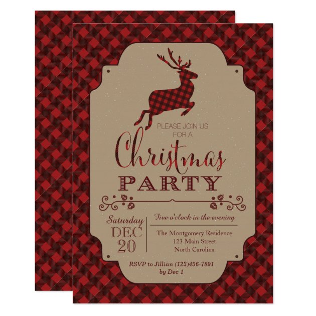 Plaid Christmas Party Holiday Invitation