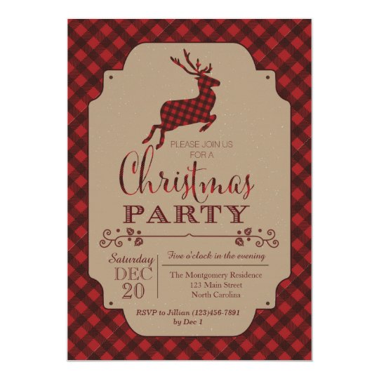 plaid christmas party holiday invitation zazzle com make your own christmas party invitations
