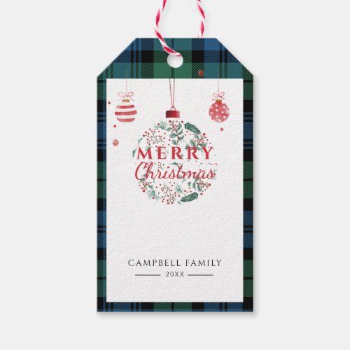Plaid Christmas Party Rustic Campbell Tartan Gift Tags
