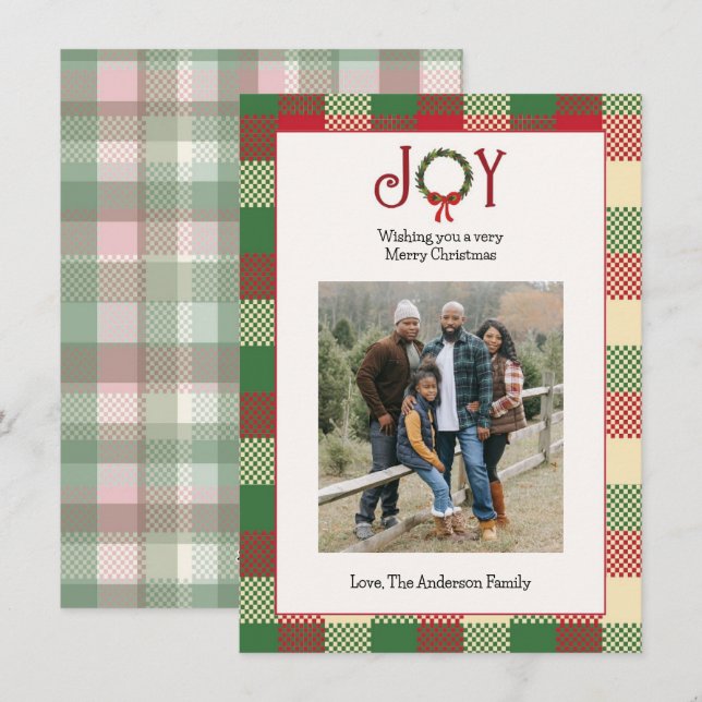 Plaid Christmas Photo Holiday Card (Front/Back)