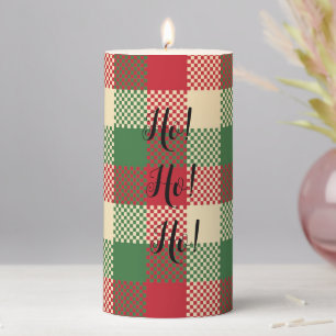 Plaid Christmas Pillar Candle