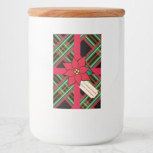 Plaid Christmas Poinsettia Gift Tag Labels