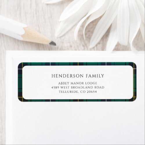 Plaid Christmas Rustic Tartan Return Address Label