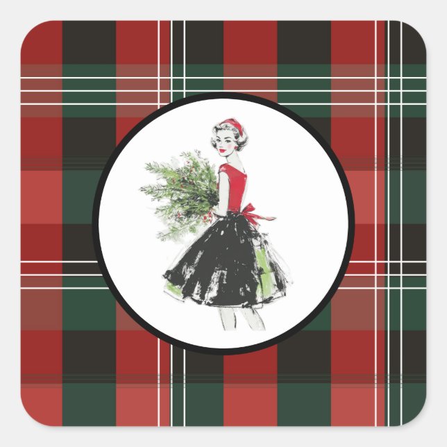 Plaid Christmas Sticker (Front)