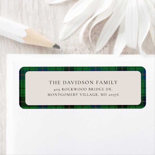 Plaid Christmas Tartan Green Custom Return Address Label (Insitu)