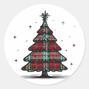 Plaid Christmas Tree Holiday Envelope Sticker