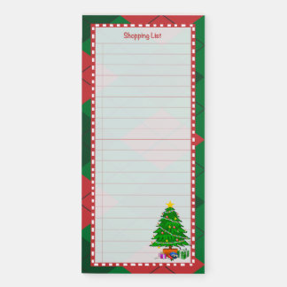 Plaid Christmas Tree Shopping List Magnetic Notepad