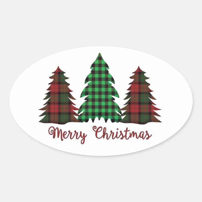 Plaid Christmas Tree Sticker (Front)