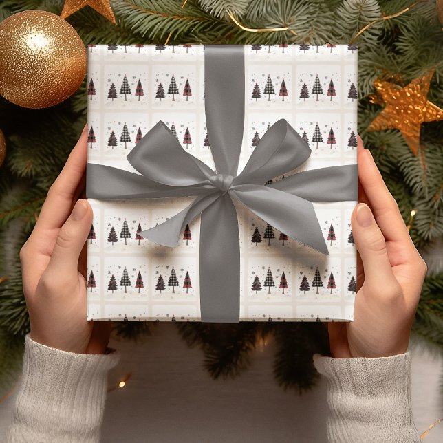 Plaid Christmas Trees Personalized Holiday  Wrapping Paper (Creator Uploaded)