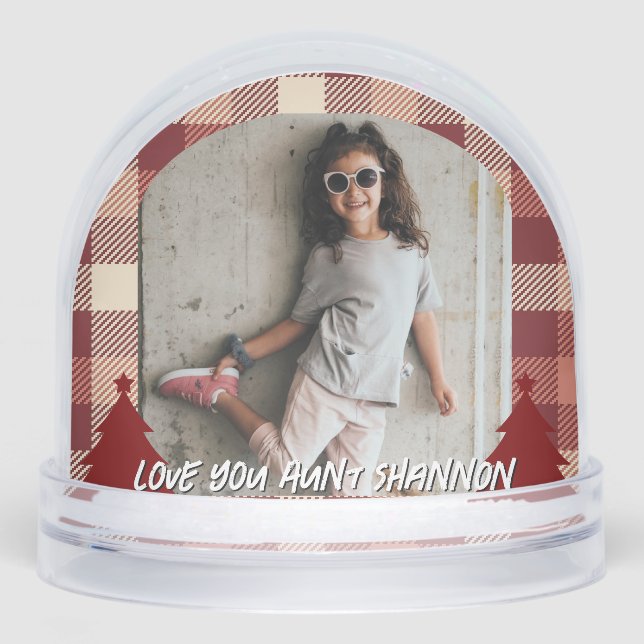 Plaid Christmas Two Photos Snow Globe (Front)