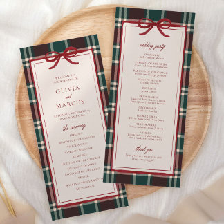 Plaid Christmas Wedding Program | Holiday Tartan