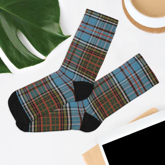 Plaid Clan Anderson Plaid Check Tartan Socks (Rustic Plaid Anderson Tartan Socks)