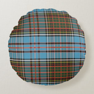Plaid Clan Anderson Rustic Check Tartan Round Pillow