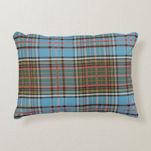Plaid Clan Anderson Sky Blue Brown Check Tartan Accent Pillow