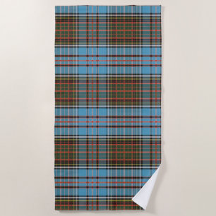 Plaid Clan Anderson Tartan Light Blue Brown Check Beach Towel