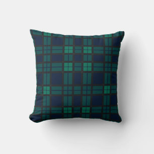 Plaid Clan Black Watch Blue Green Check Tartan Throw Pillow
