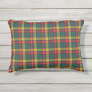 Plaid Clan Buchanan Green Red Yellow Check Tartan Outdoor Pillow