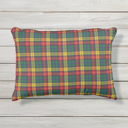 Plaid Clan Buchanan Green Red Yellow Check Tartan Outdoor Pillow